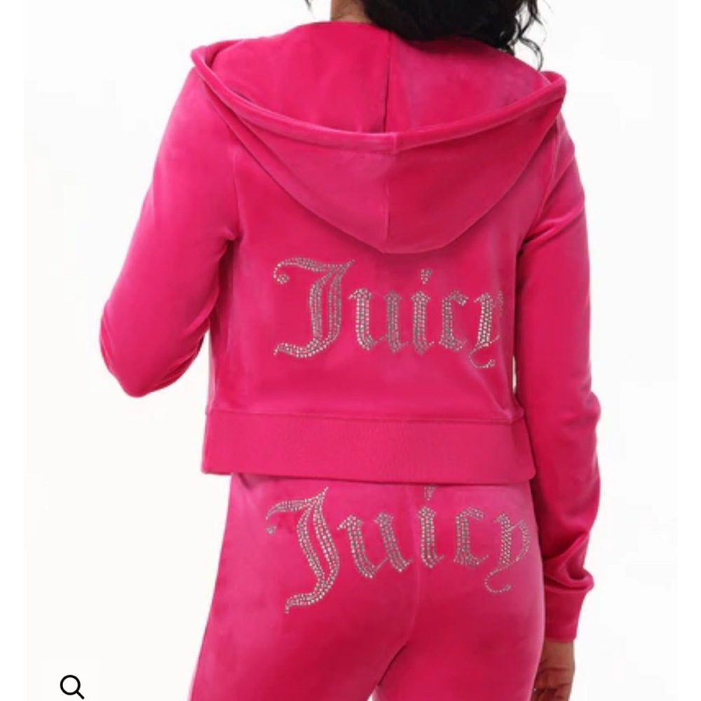 Juicy Couture Hot Pink Velour Rhinestone Tracksuit